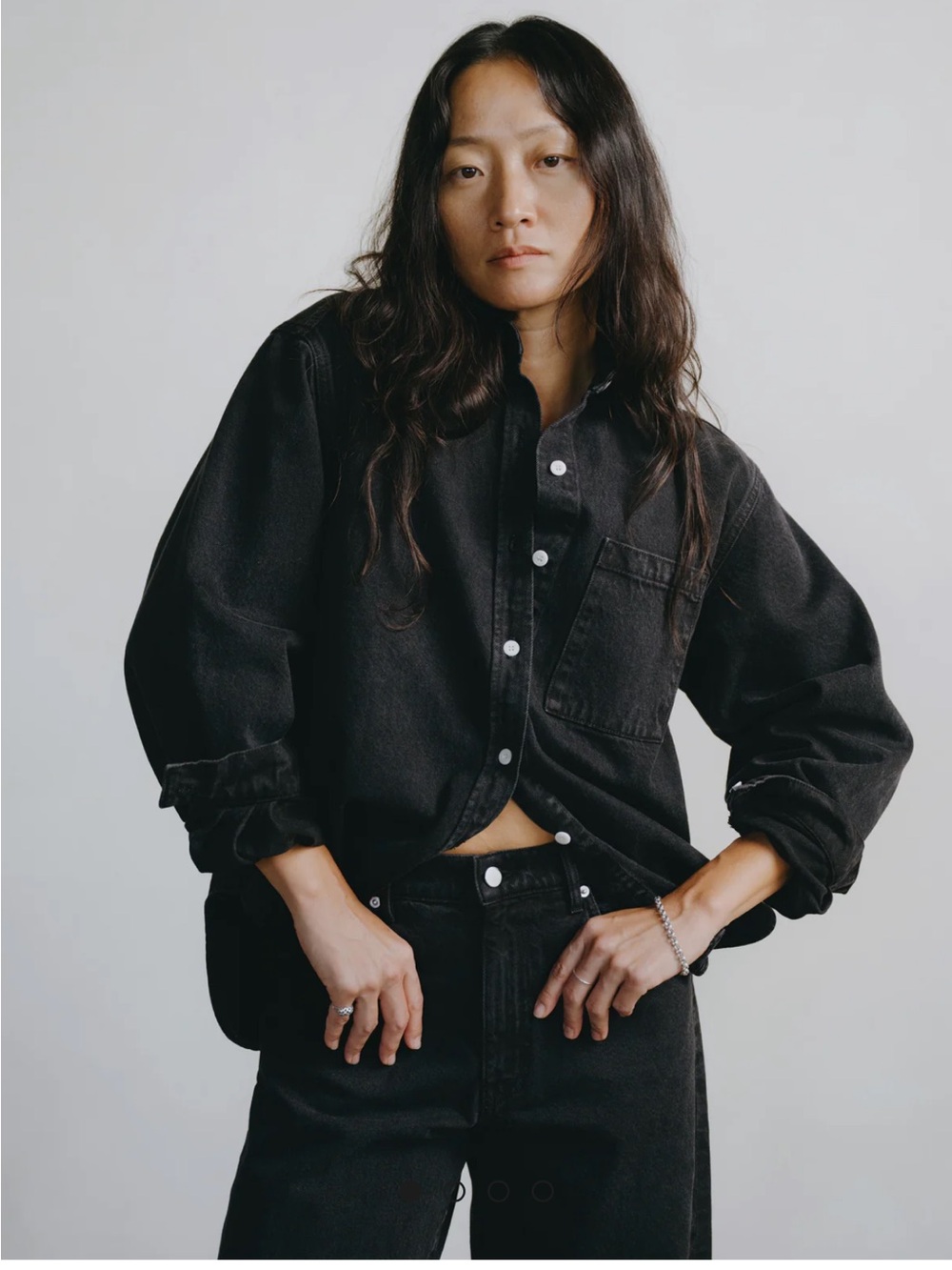 Ozma of California Denim Marcie Shirt in Vintage Black - Picture 6 of 6